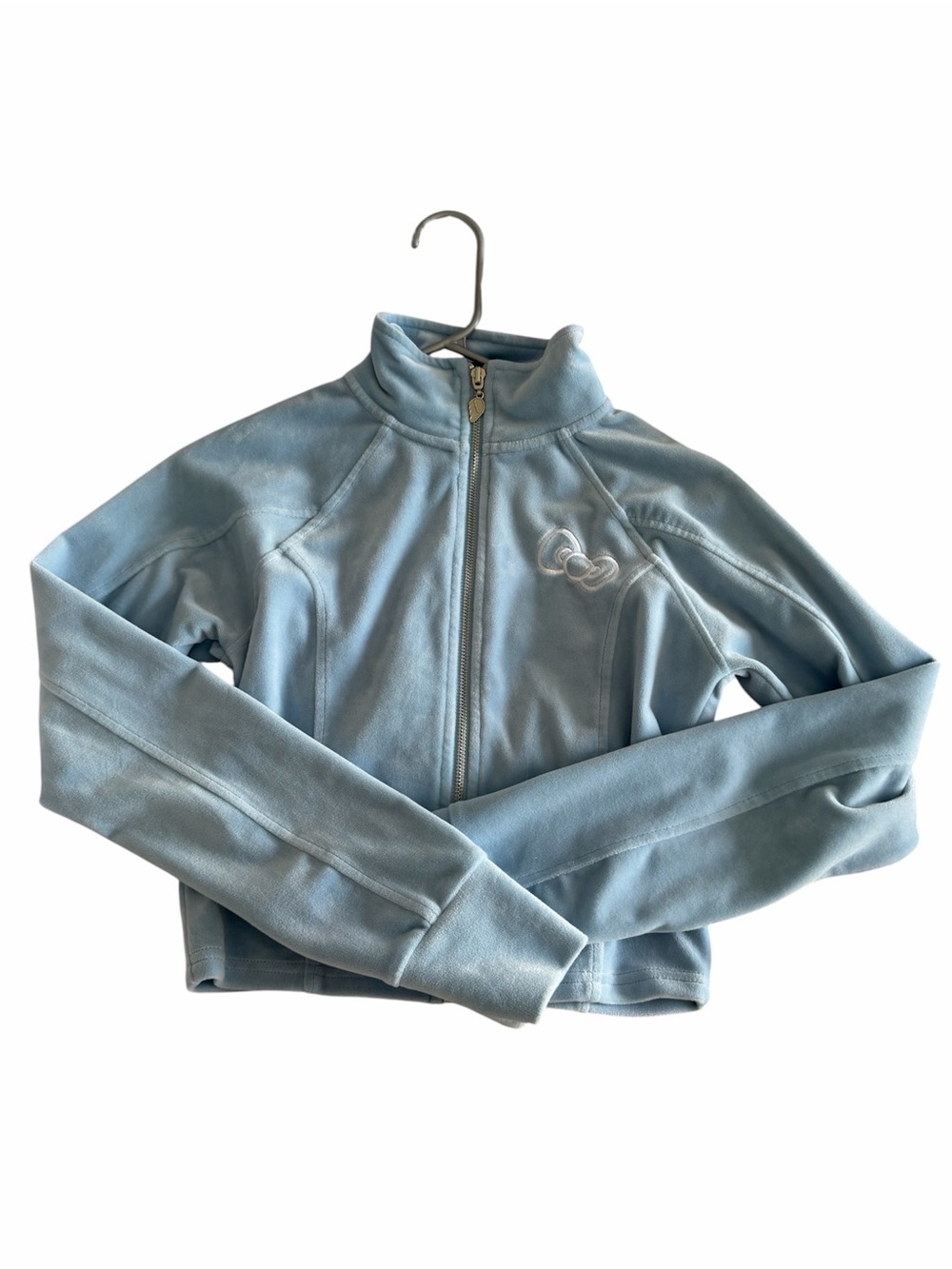Forever 21 Light Blue Cropped Zip-Up Bomber Jacket